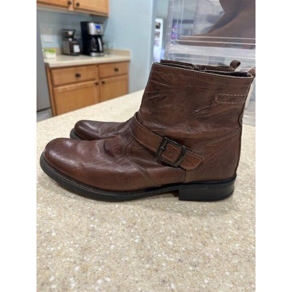 Venturini Men's Leather Brown Zip Buckle Ankle Boots. Size 13 - Picture 3 of 4